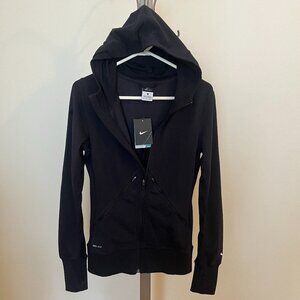 Nike Pro Fitted Black Zippered Hoodie Running Jacket - small